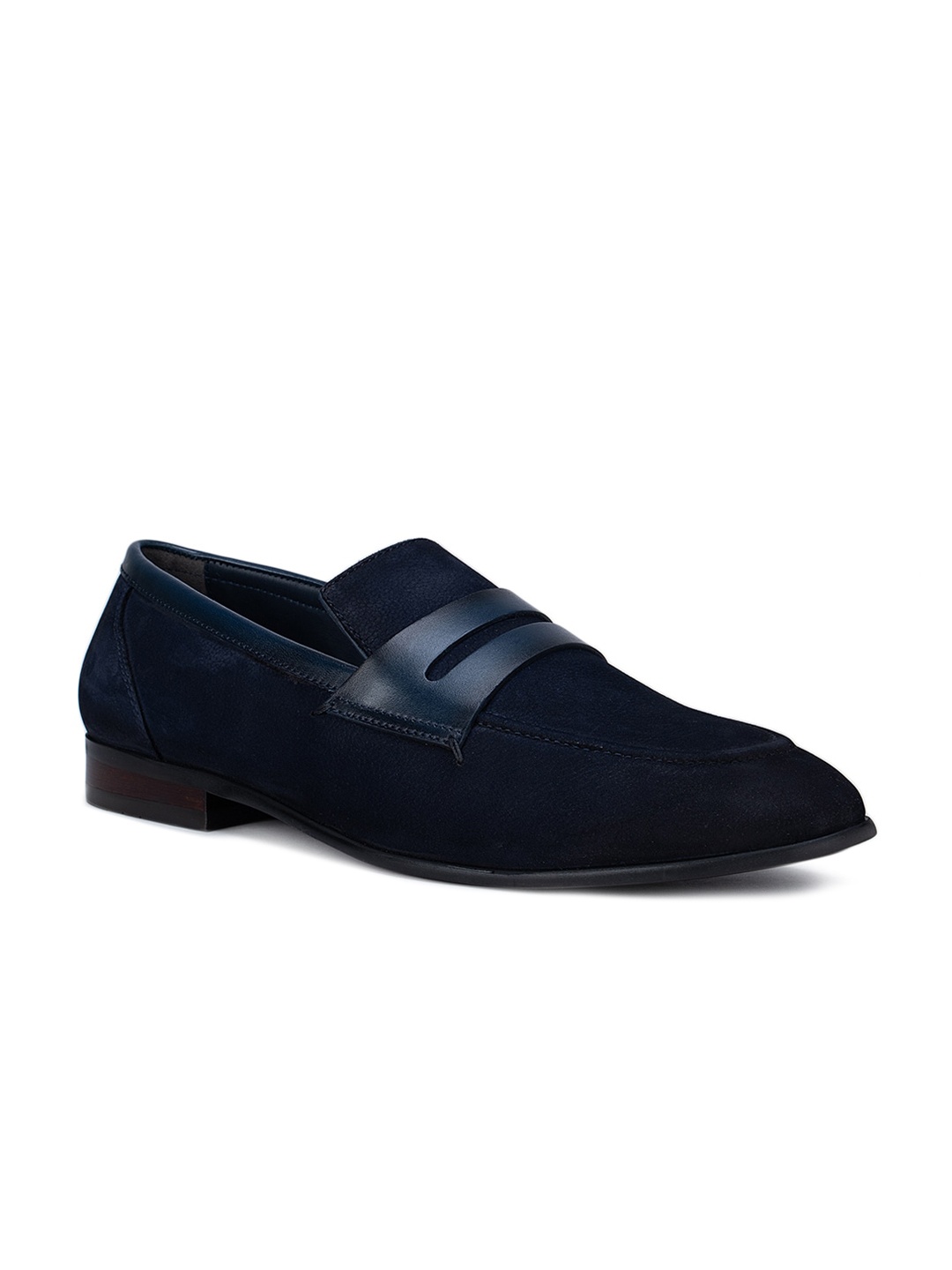 

ROSSO BRUNELLO Men Blue Solid Leather Formal Loafers