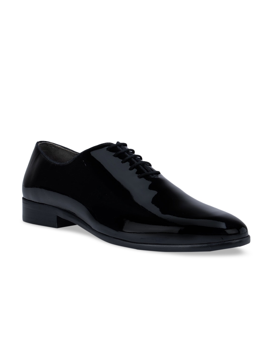 

ROSSO BRUNELLO Men Black Solid Leather Formal Oxfords