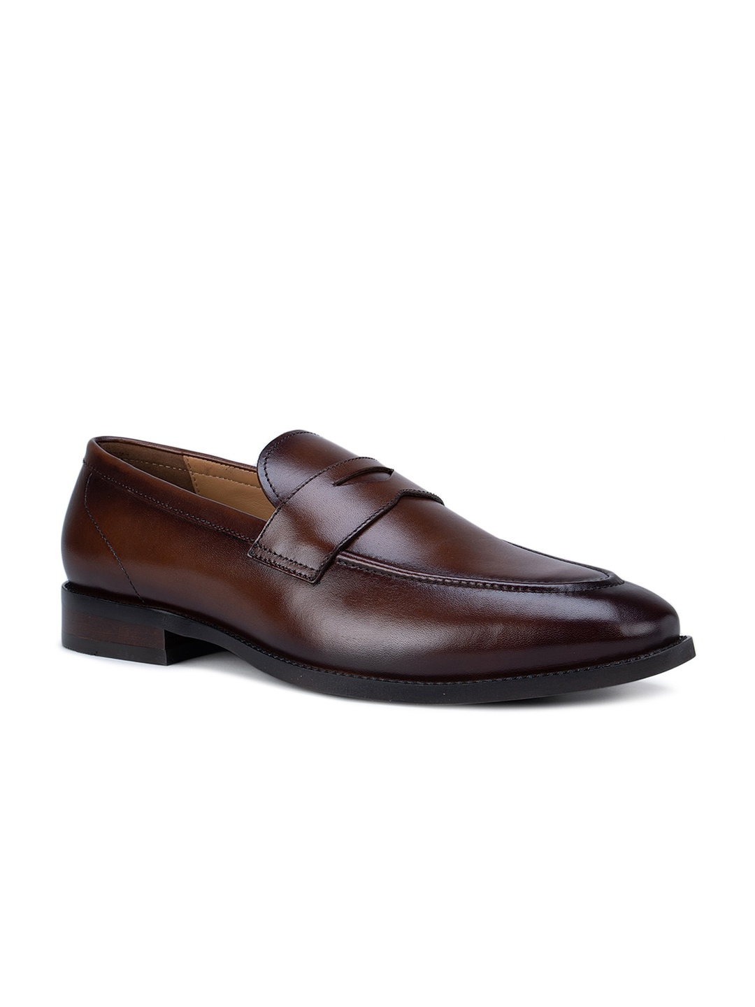 

ROSSO BRUNELLO Men Coffee Brown Solid Leather Formal Loafers