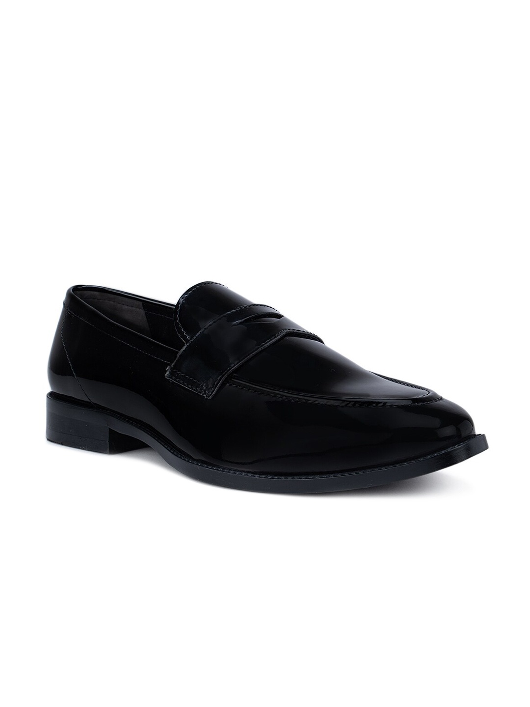 

ROSSO BRUNELLO Men Black Solid Leather Formal Loafers