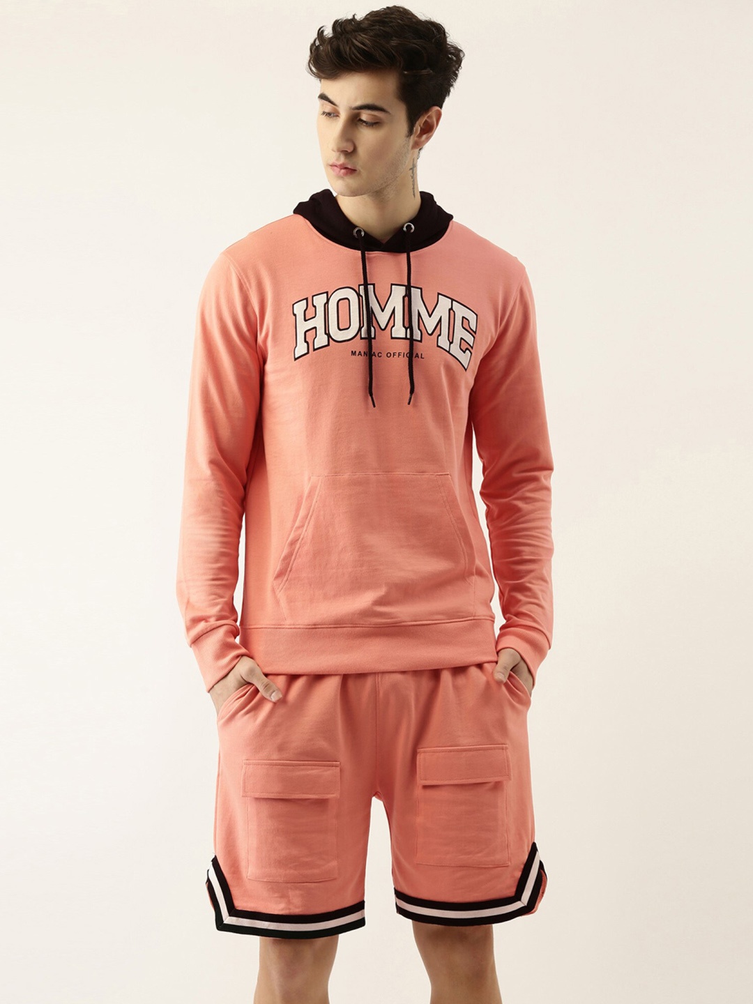 

Maniac Men Pink Printed T-Shirt with Shorts