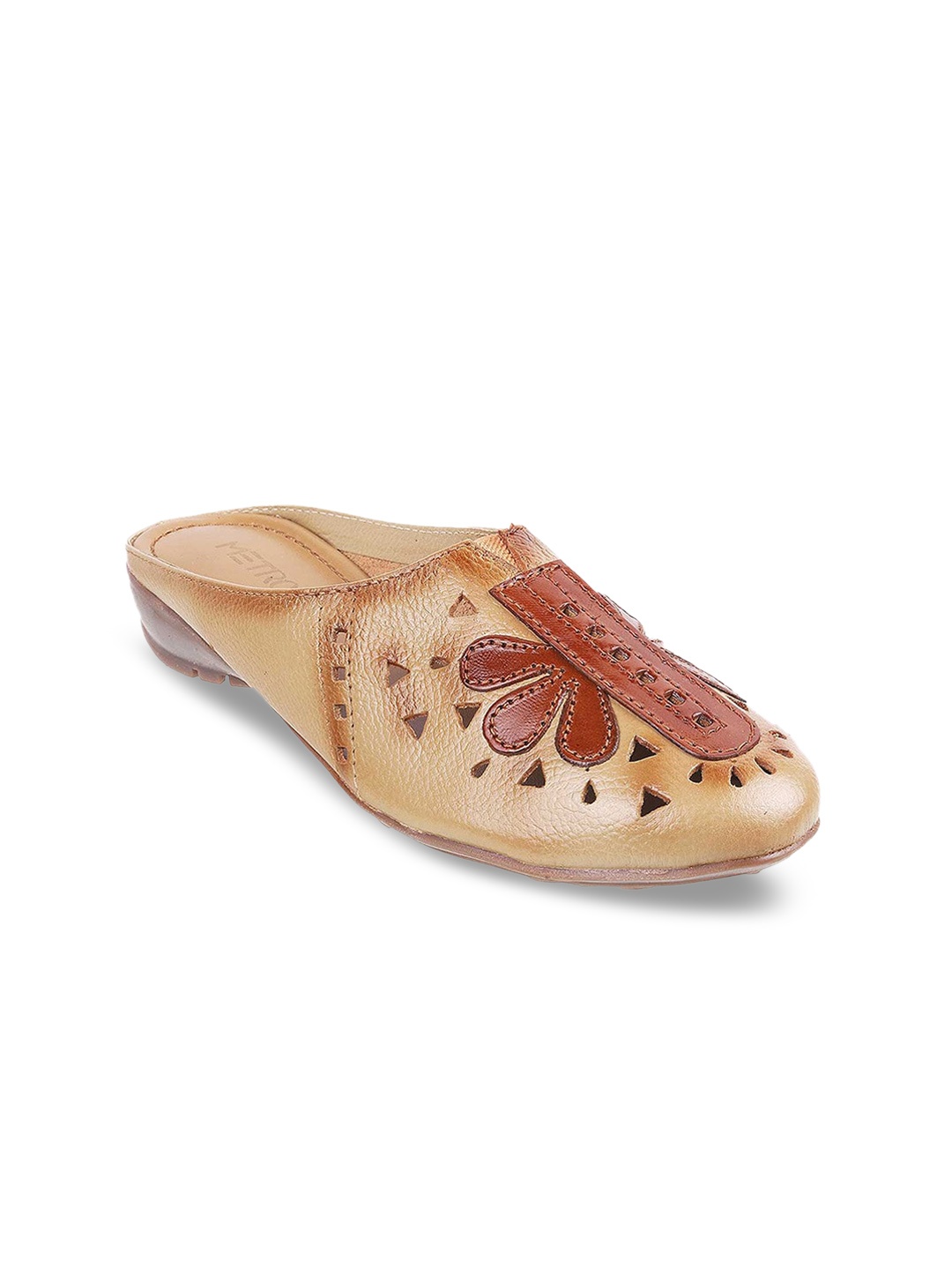 

Metro Women Beige Mules with Laser Cuts Flats