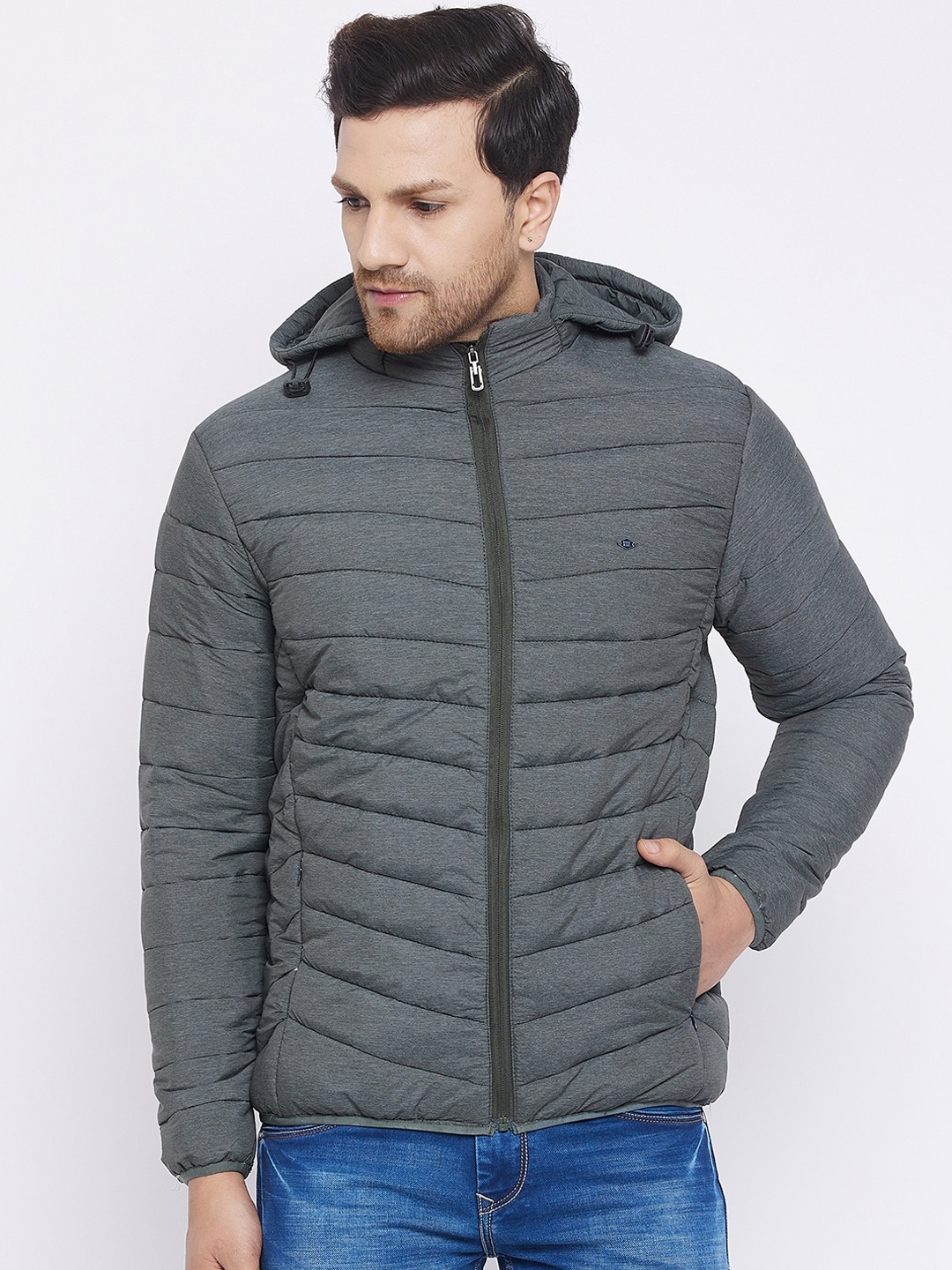 

Duke Men Grey Solid Puffer Jacket