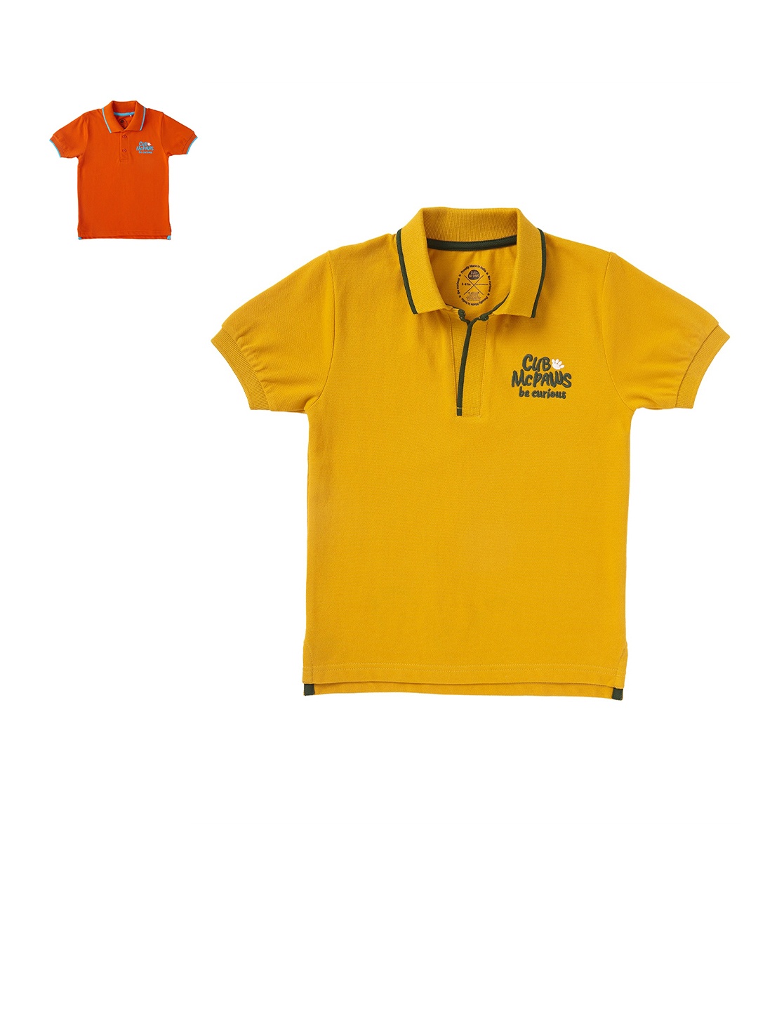 

Cub McPaws Boys Multicoloured Typography 2 Polo Collar Applique T-shirt, Multi