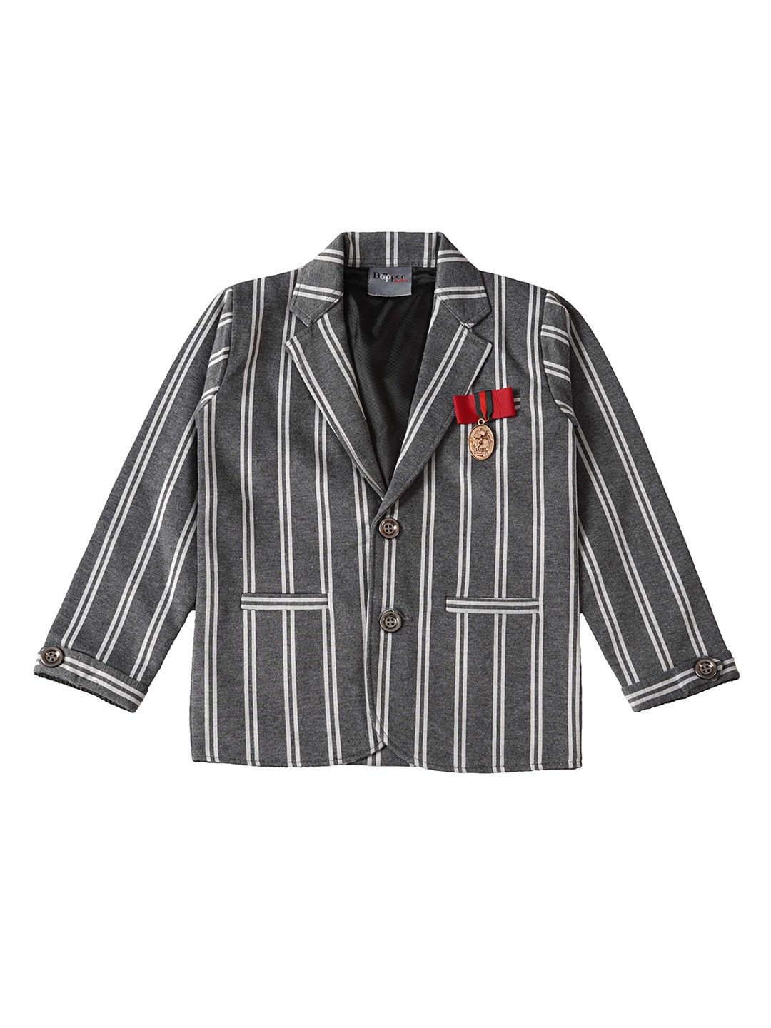 

Dapper dudes Boys Grey Striped Single Breasted Blazer