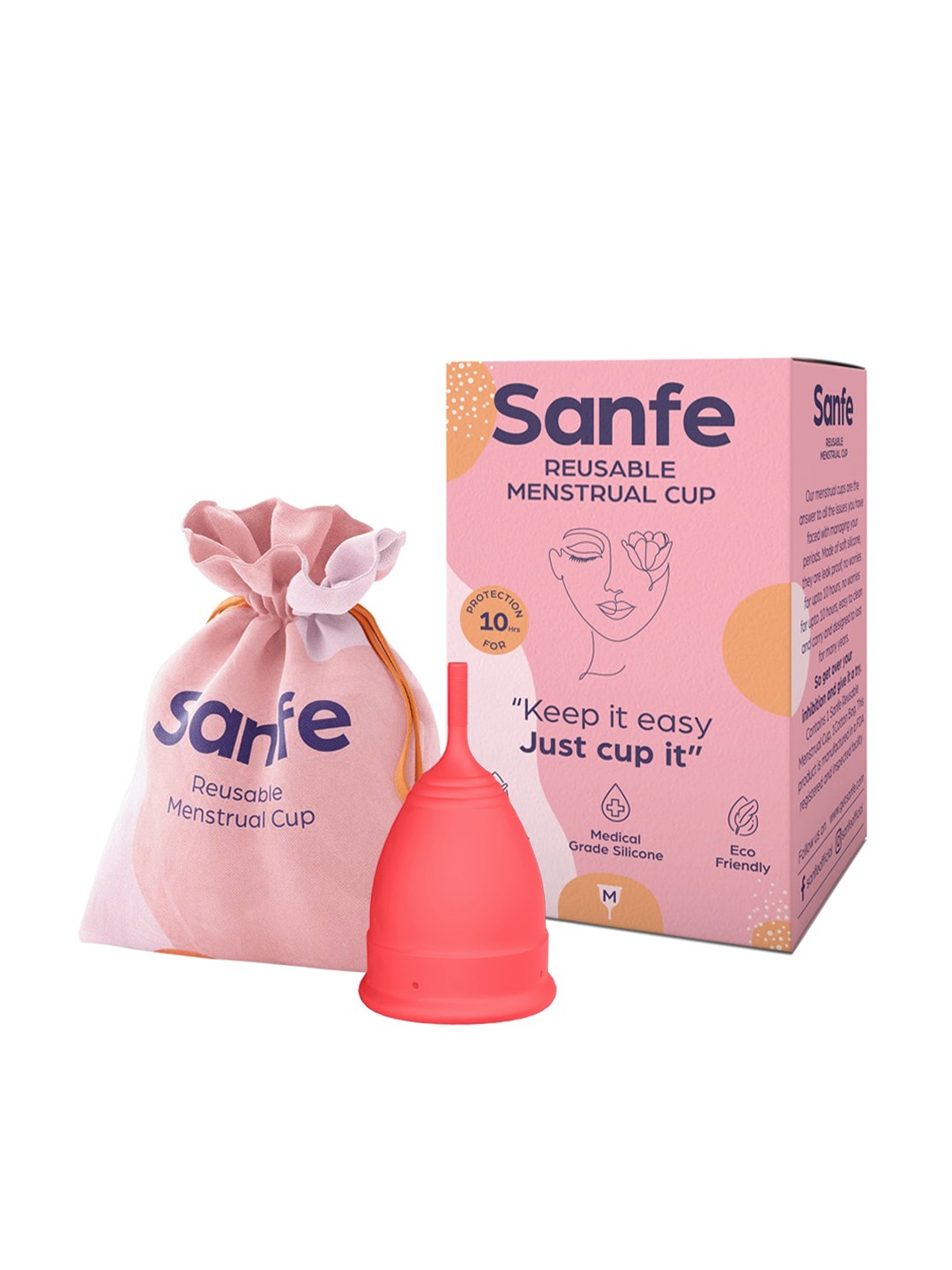 

Sanfe Pink No Rashes Leakage Or Odor Reusable Medium Menstrual Cups