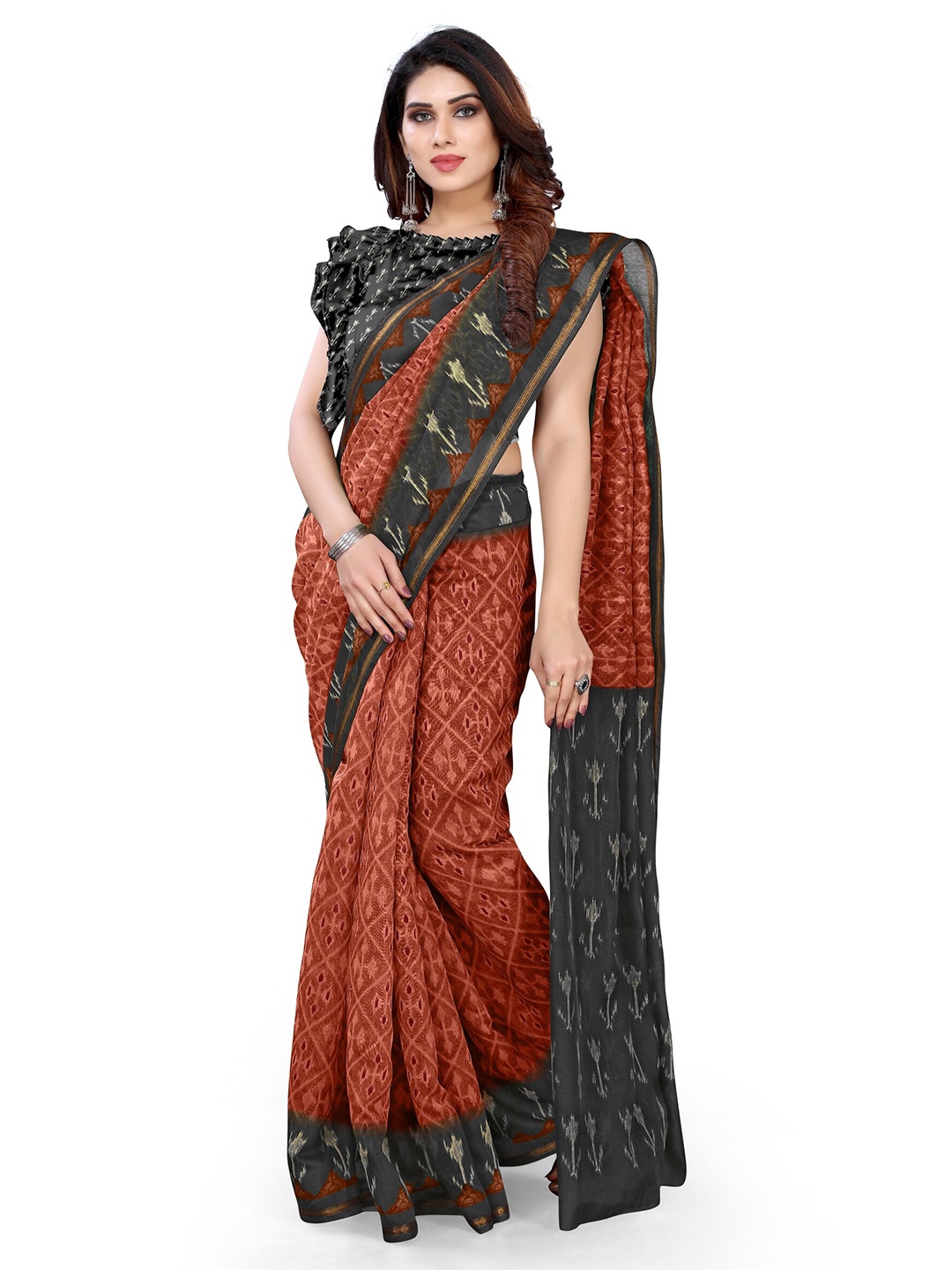 

KALINI Red & Black Ethnic Motifs Printed Saree