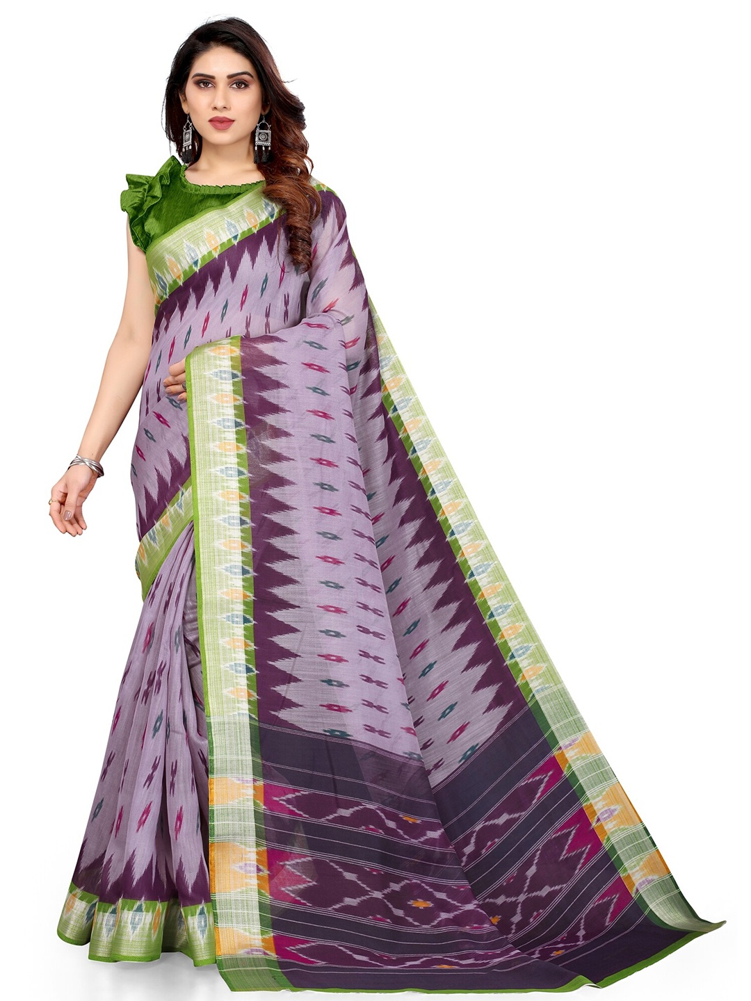 

KALINI Purple & Green Printed Saree