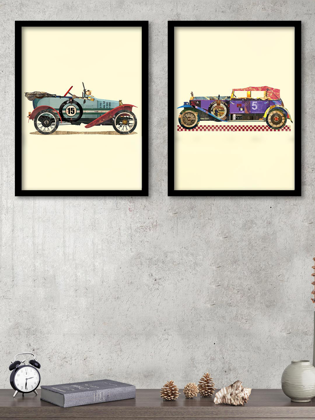 

Art Street Multicoloured Set of 2 Vintage Vehicle Theme Frame Art Prints, Multi