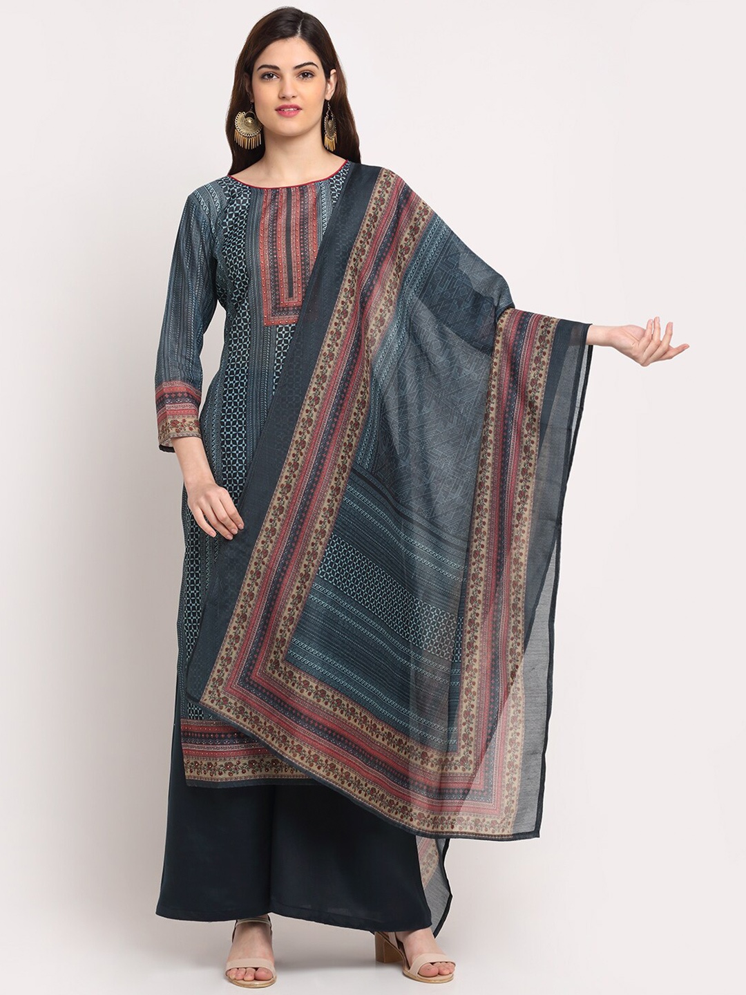 

Stylee LIFESTYLE Women Navy Blue Digital Printed Unstitched Dress Material