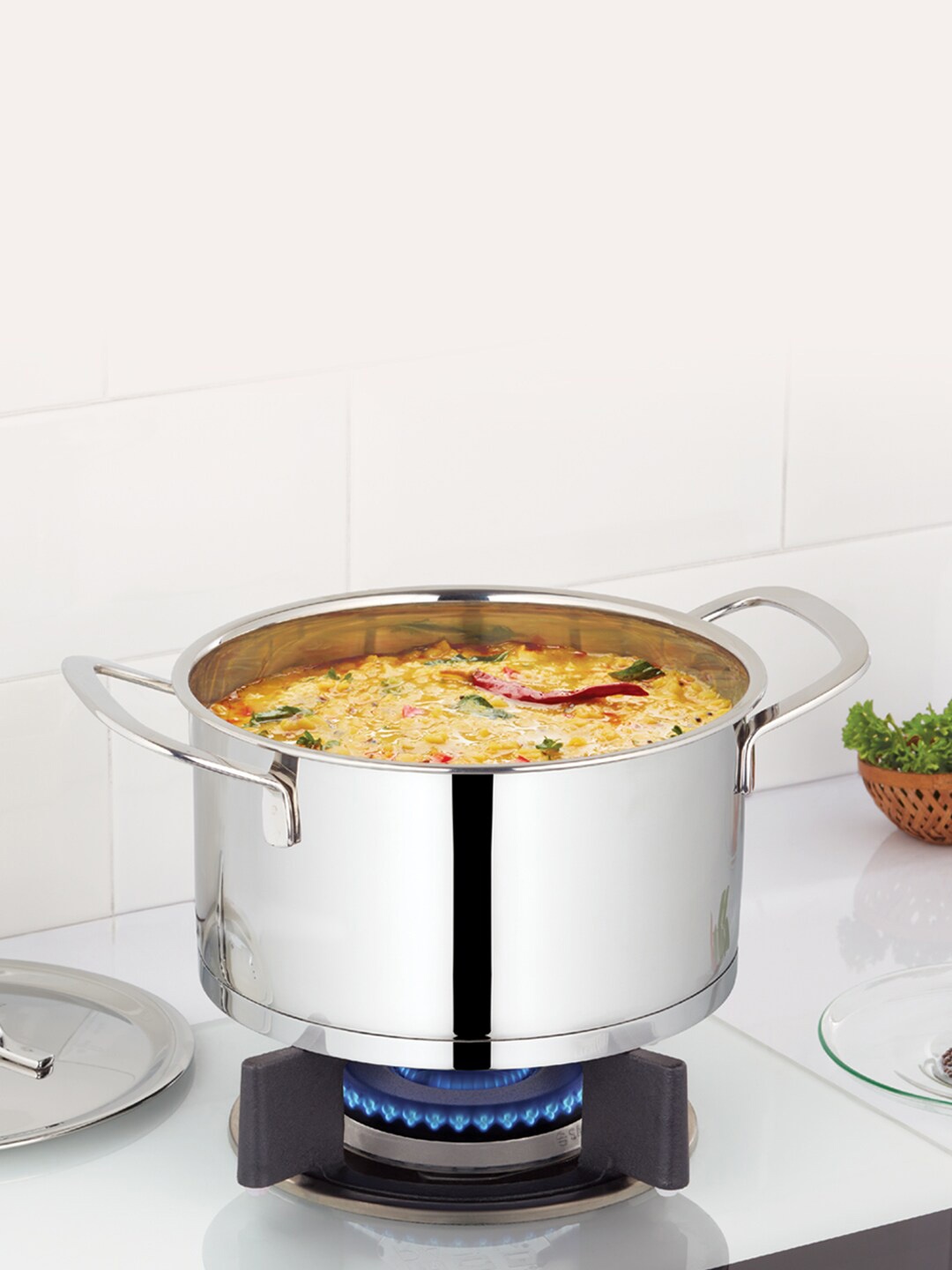

BOROSIL Silver-Toned Solid Stainless Steel Casserole