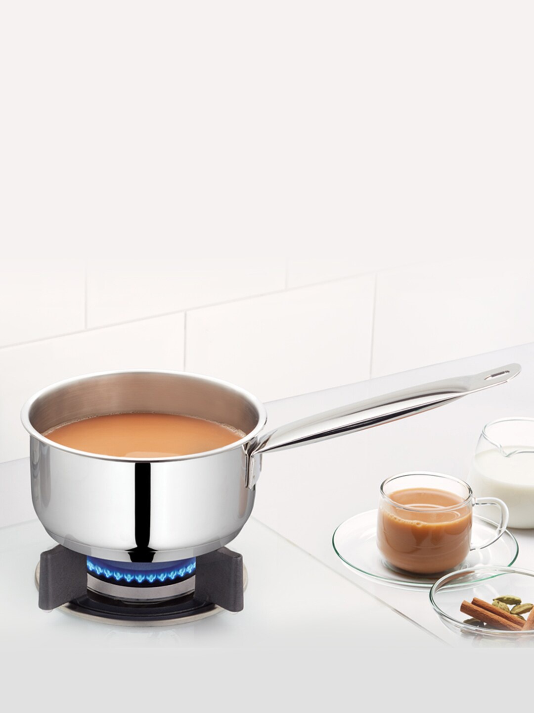 

BOROSIL Steel-Toned Stainless Steel Sauce Pan with Lid