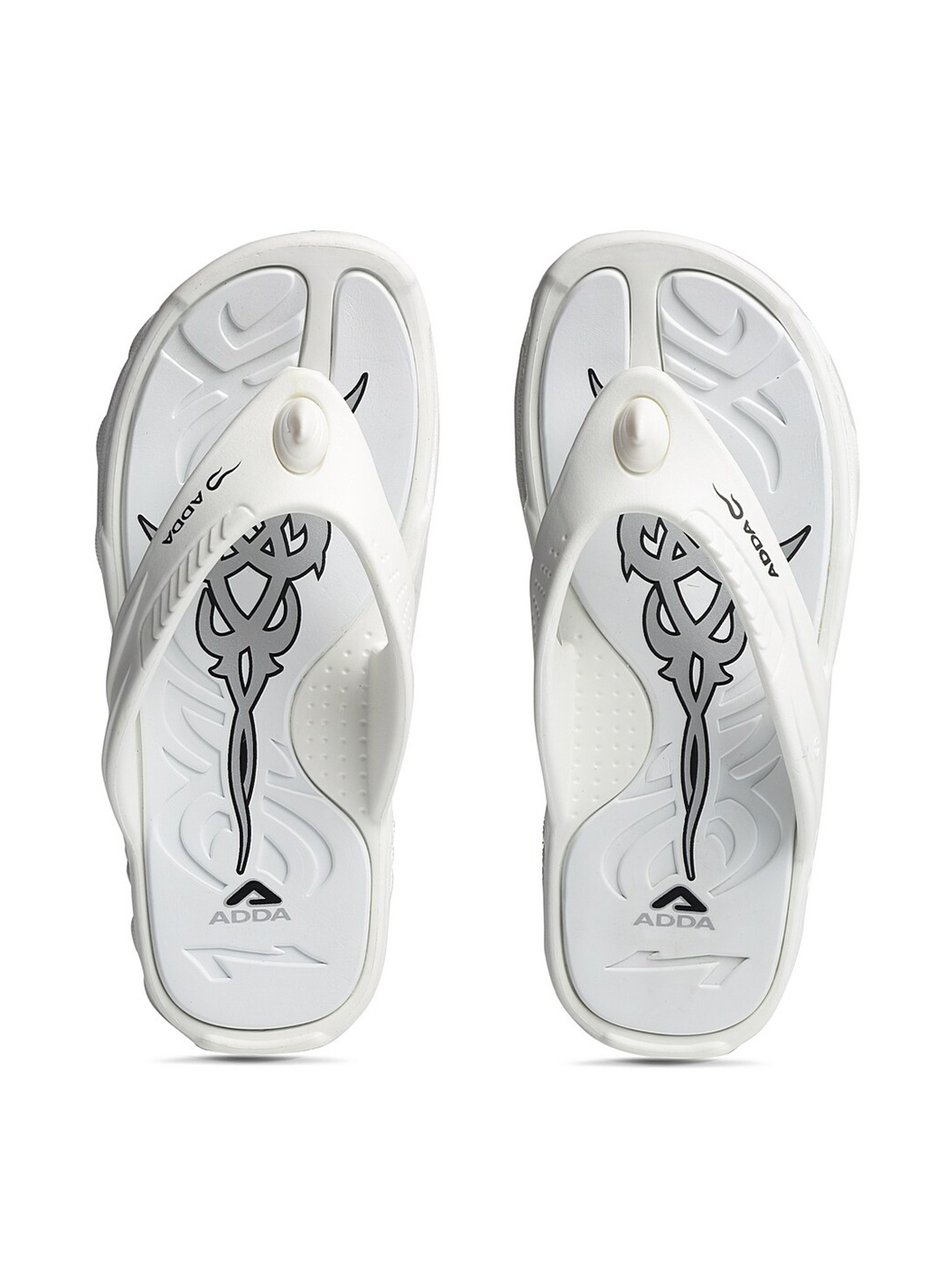 

Adda Men White & Grey Printed Rubber Thong Flip-Flops