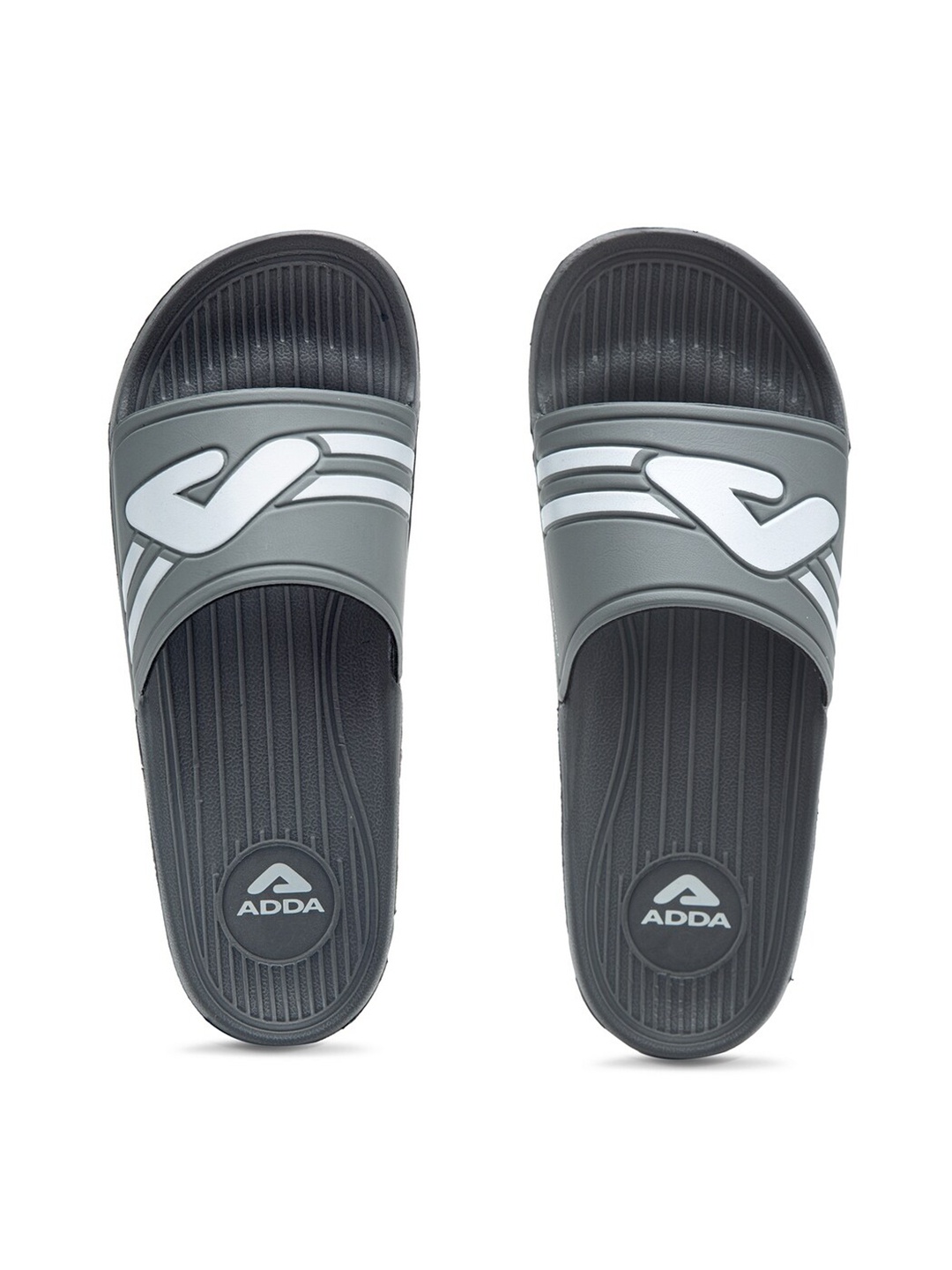 

Adda Men Grey & White Printed Rubber Sliders