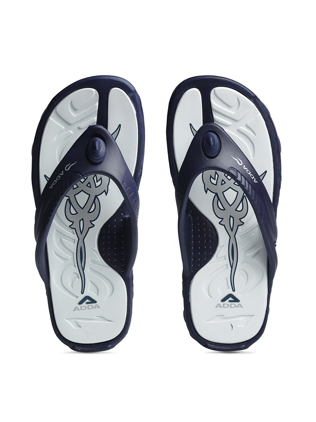 

Adda Men Navy Blue & White Rubber Thong Flip-Flops