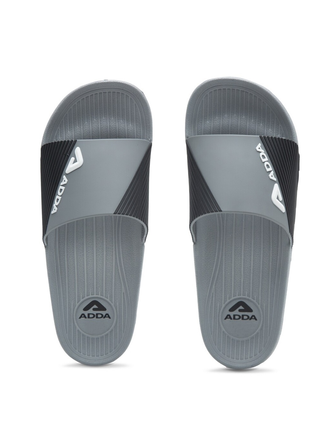 

Adda Men Grey & Black Printed Rubber Sliders