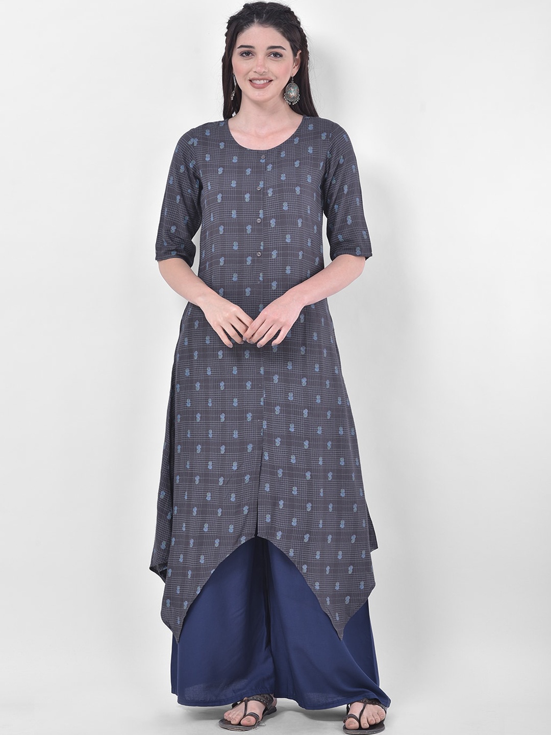 

Span Women Grey Ethnic Motifs Printed Kurta