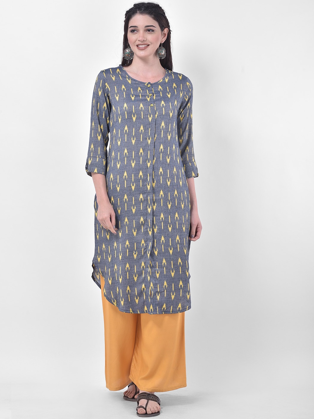 

Span Women Blue Printed Kurta