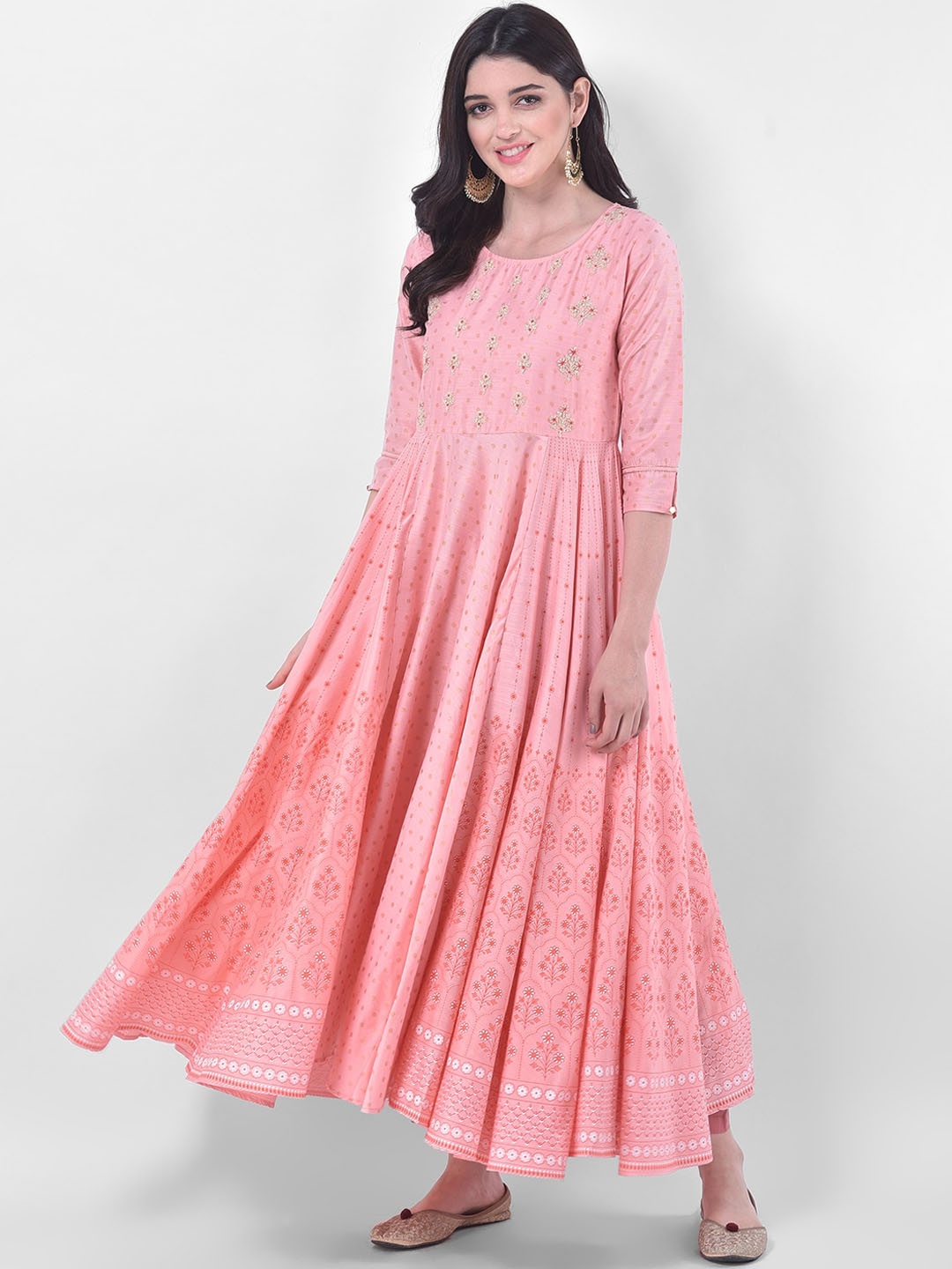 

Span Women Pink Embroidered Anarkali Kurta