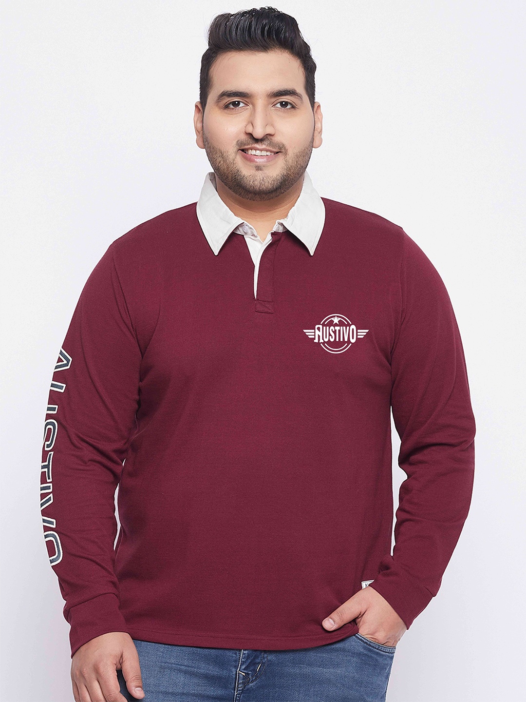 

AUSTIVO Men Maroon Polo Collar T-shirt