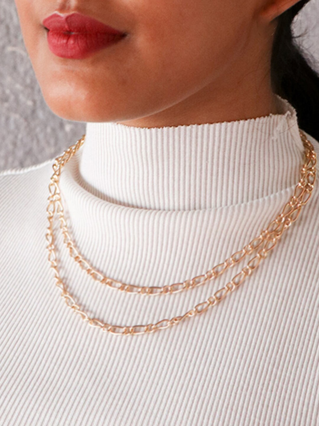 

Ayesha Gold-Toned Contemporary Cable Chain-Link Statement Layered Necklace