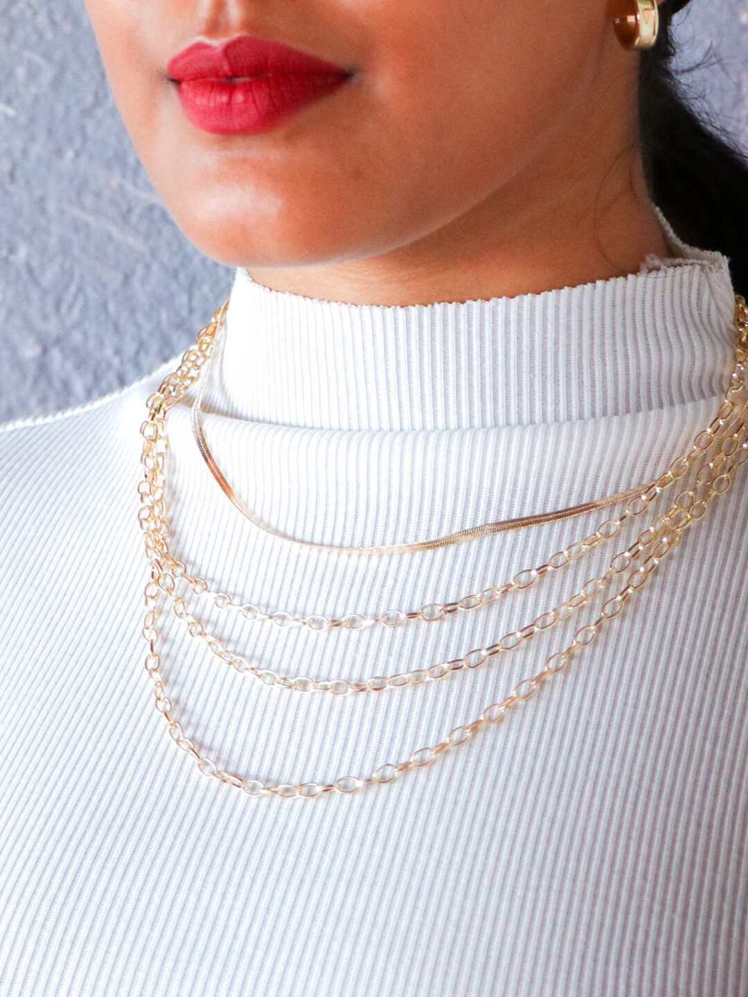 

Ayesha Gold-Plated & Red Chain-Link Layered Necklace