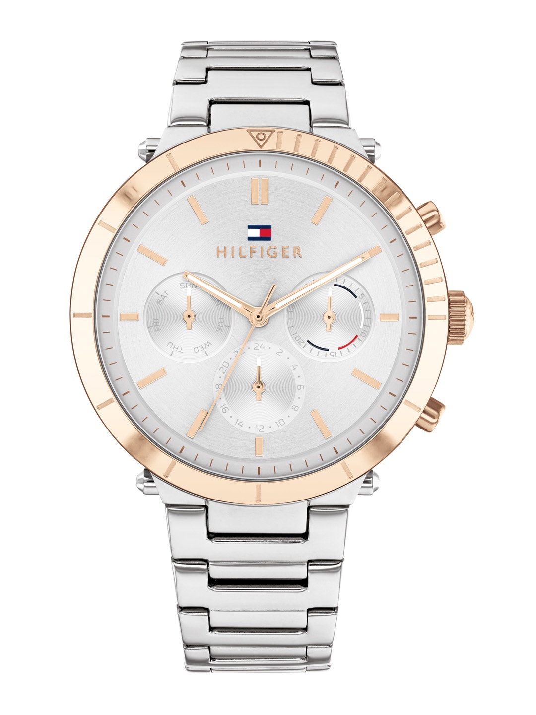 

Tommy Hilfiger Women Silver-Toned Dial & Silver Toned Stainless Steel Bracelet Style Straps Analogue Watch