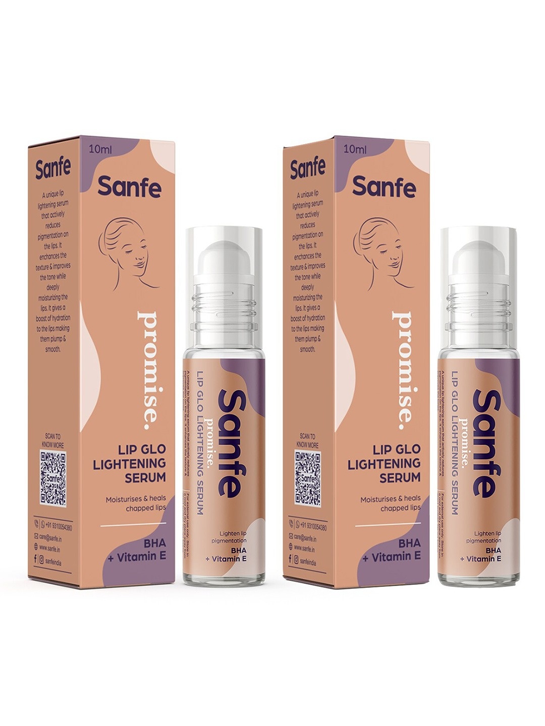 

Sanfe Set of 2 Promise Lip Glo Lightening Serum with BHA and Vitamin E 20ml, White