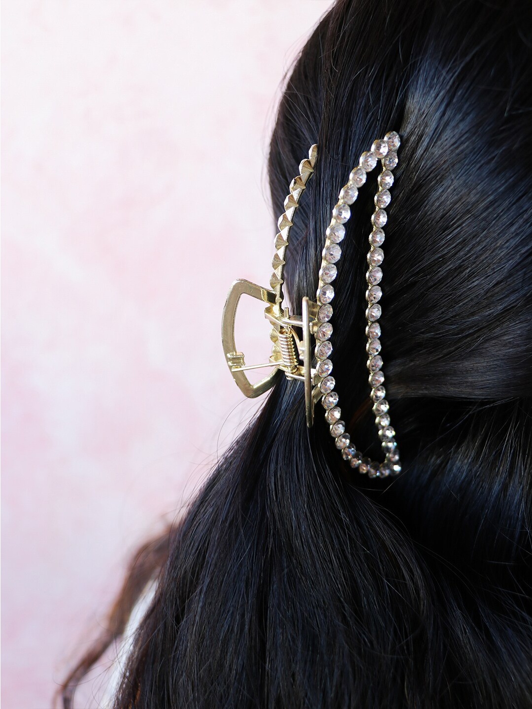 

Ayesha Women Gold-Toned Oversized Chunky Statement Diamant Studded Claw Clip