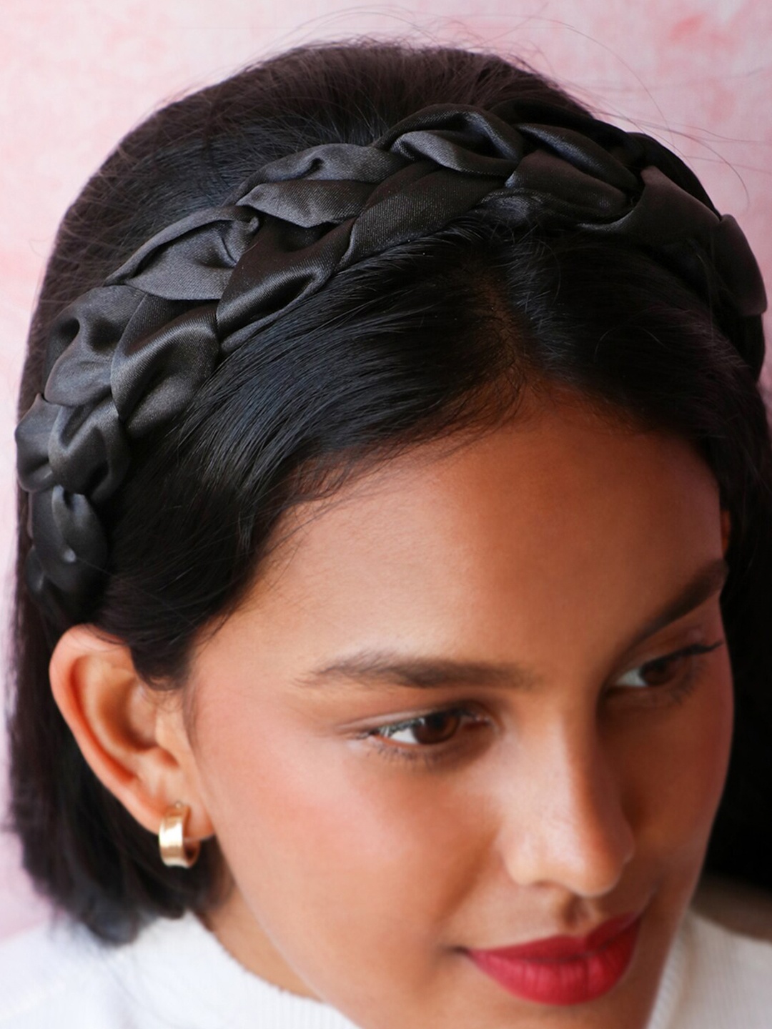 

Ayesha Women Black Silk Oversized Hairband