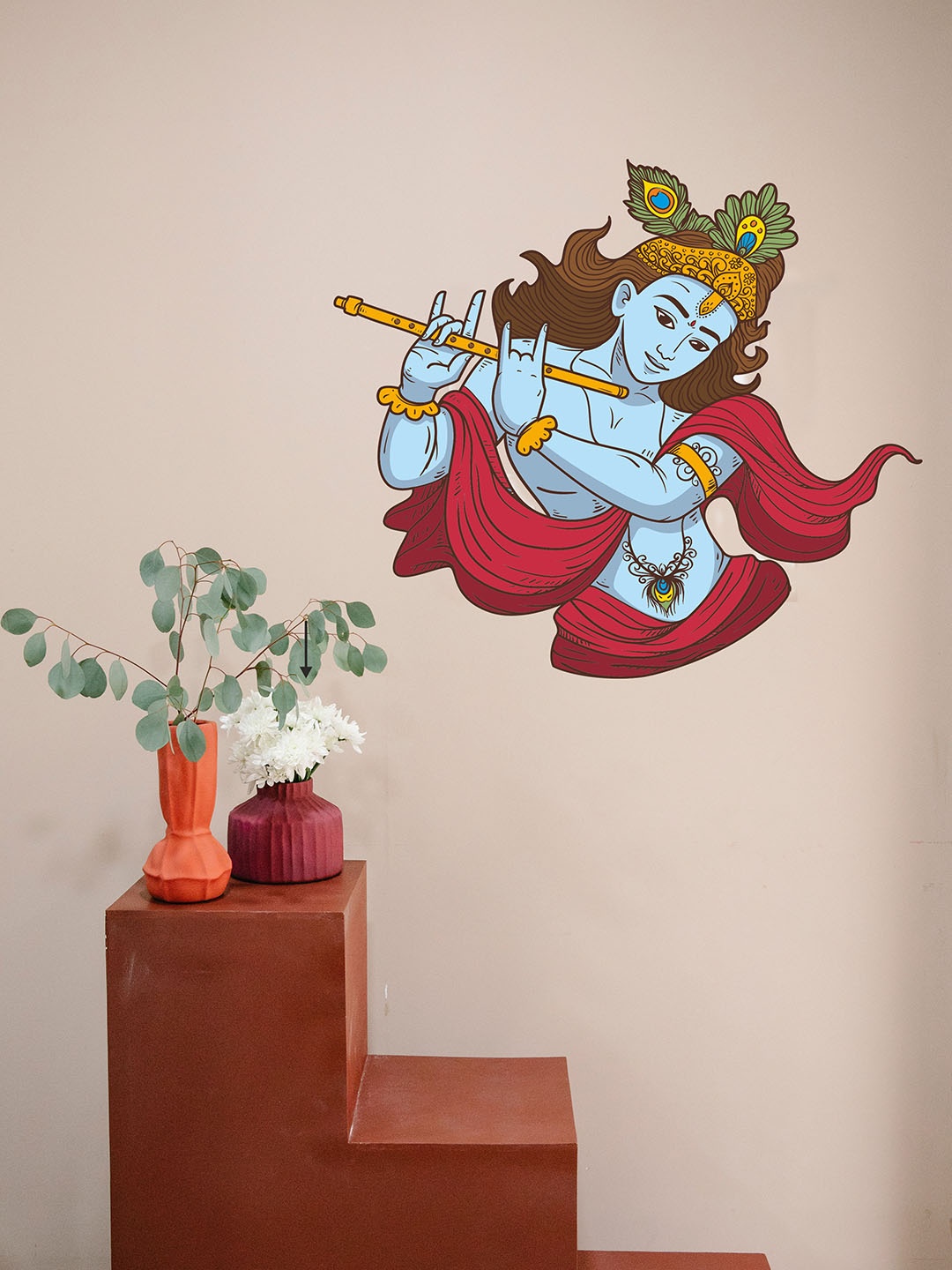 

RANGOLI Multioloured God Krishna Wall Sticker, Multi