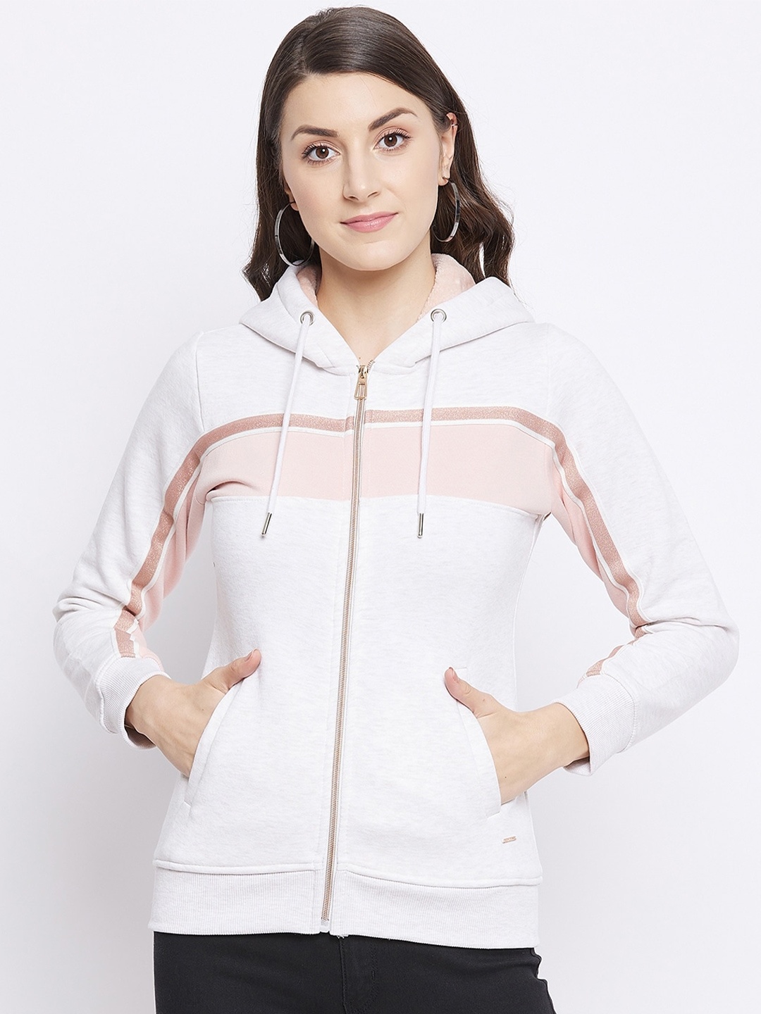 

Duke Women White Striped Sweatshirt