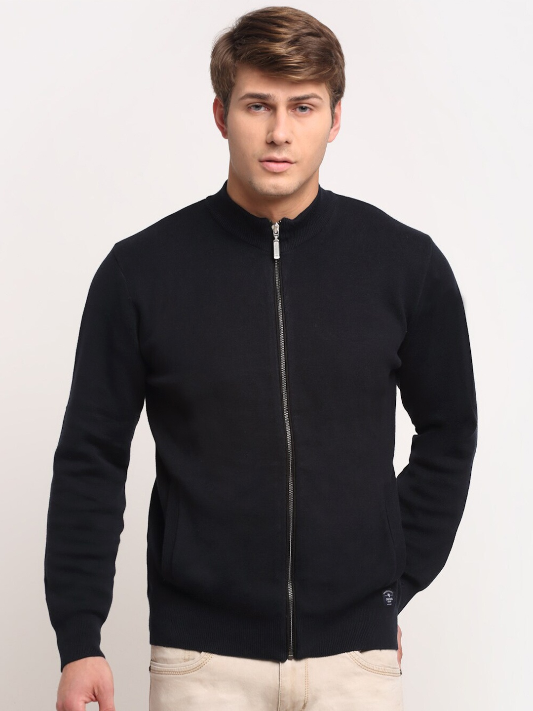 

Cantabil Men Navy Blue Wool Front-Open