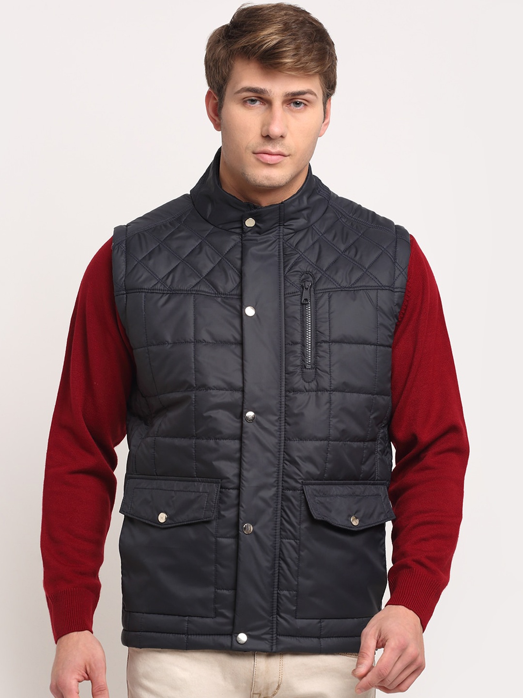 

Cantabil Men Navy Blue Padded Jacket