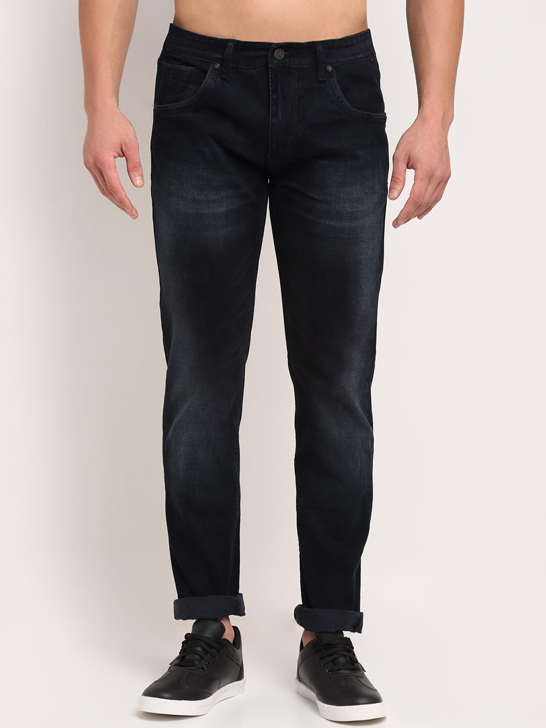 

Cantabil Men Charcoal Straight Fit Light Fade Jeans