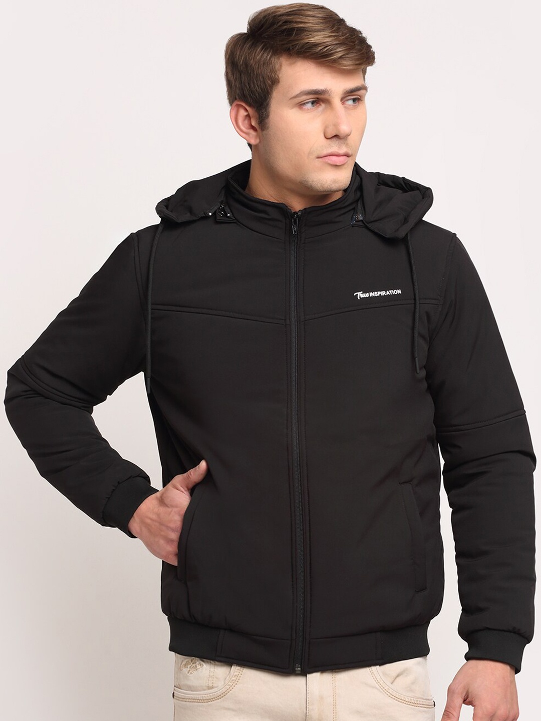 

Cantabil Men Black Bomber Jacket