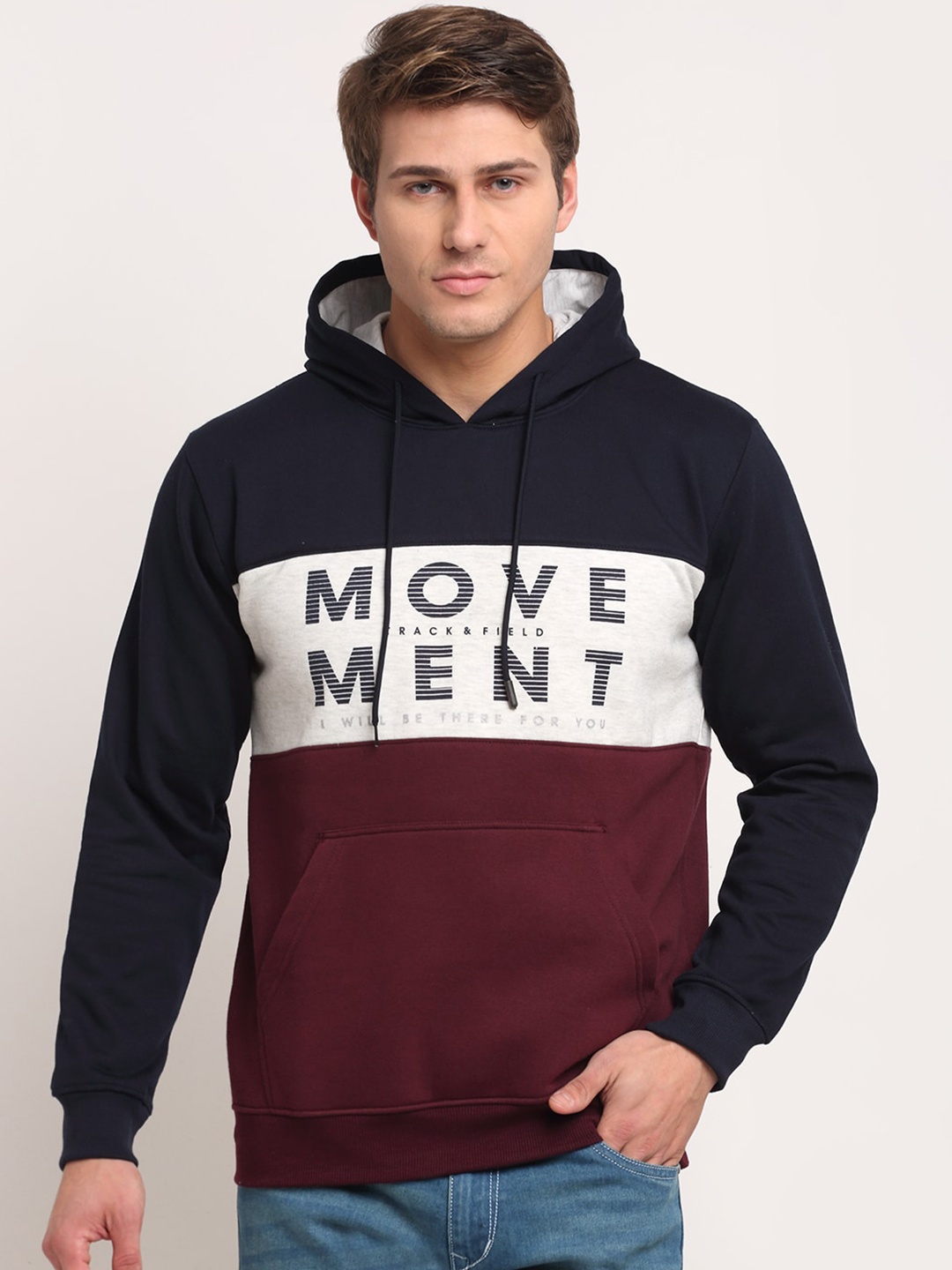 

Cantabil Men Navy Blue Colourblocked Sweatshirt