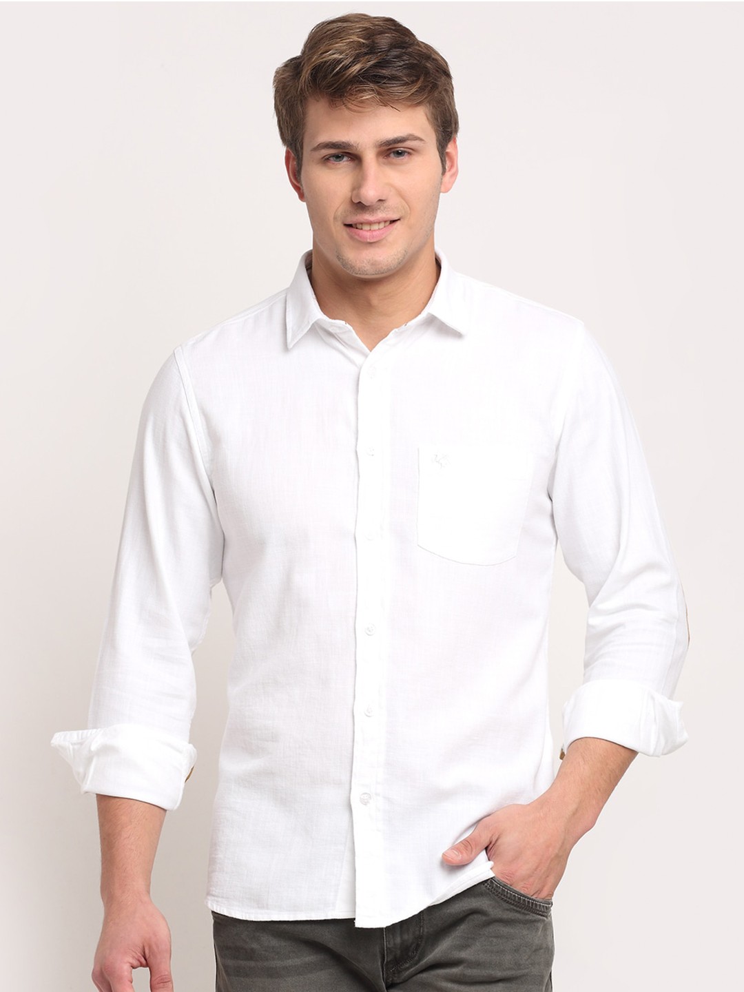 

Cantabil Men White Casual Shirt