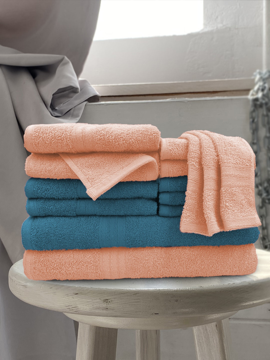

Aura Set of 12 Cotton 500 GSM Towels, Peach