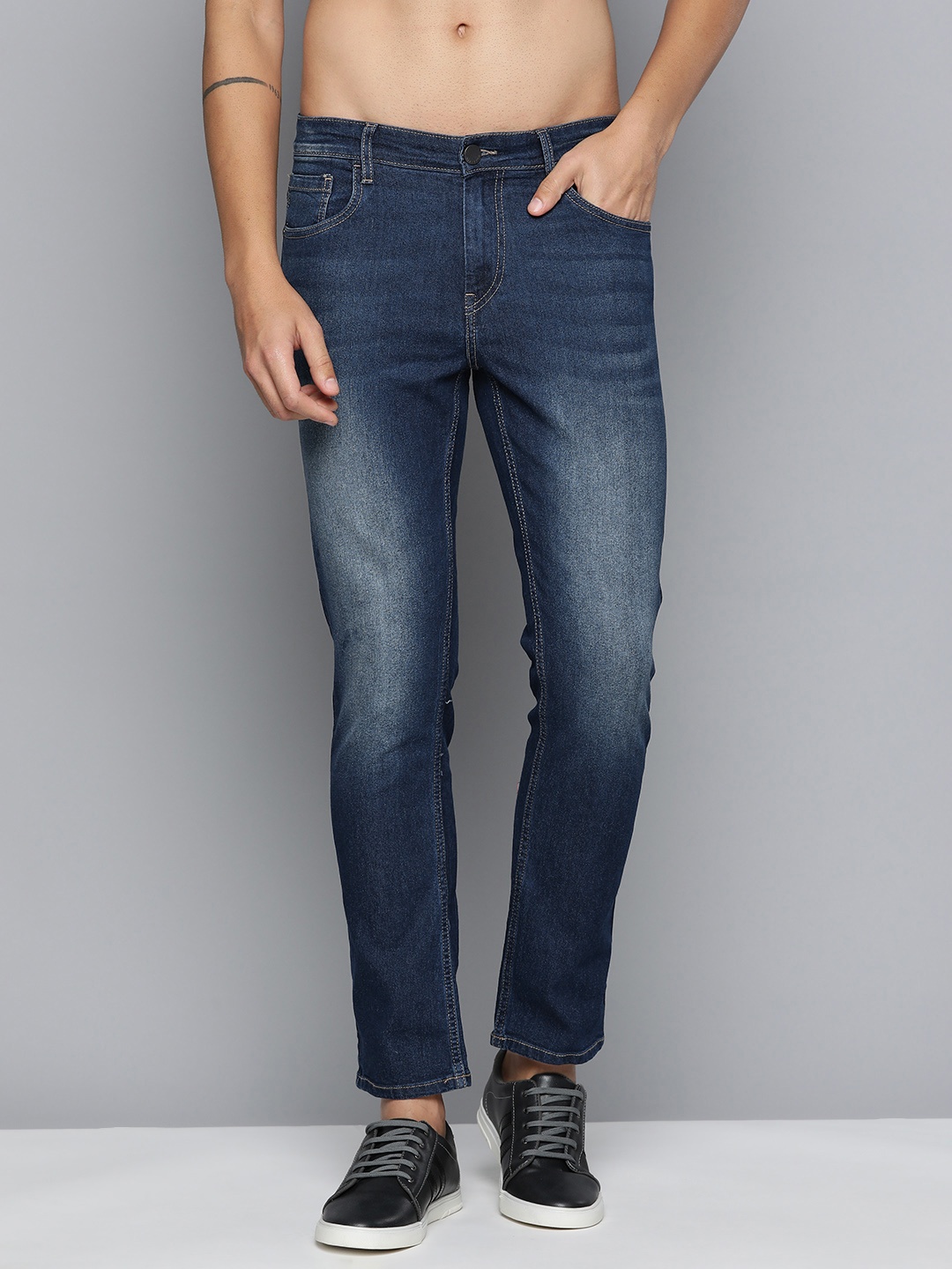 

HERE&NOW Skinny Fit Light Fade Stretchable Jeans, Navy blue