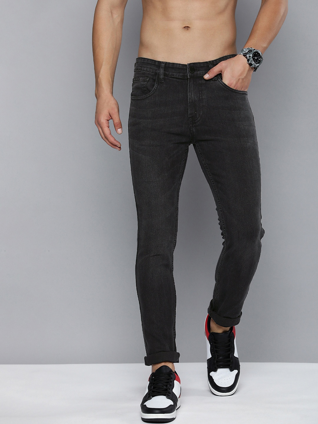 

HERE&NOW Men Black Skinny Fit Stretchable Jeans