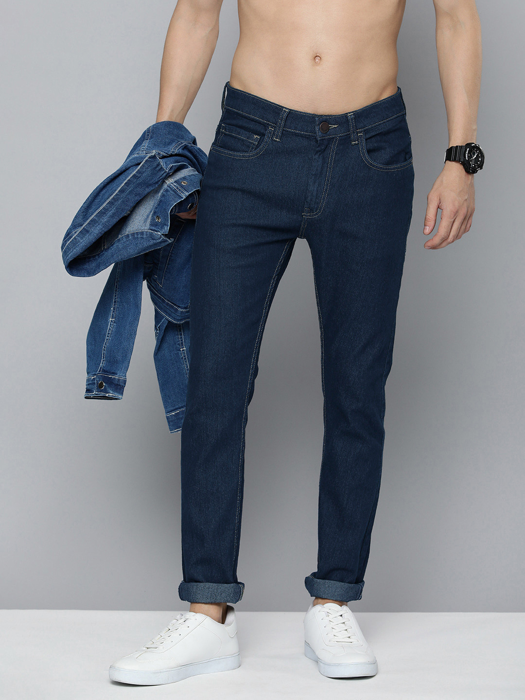 

HERE&NOW Men Skinny Fit Stretchable Jeans, Blue