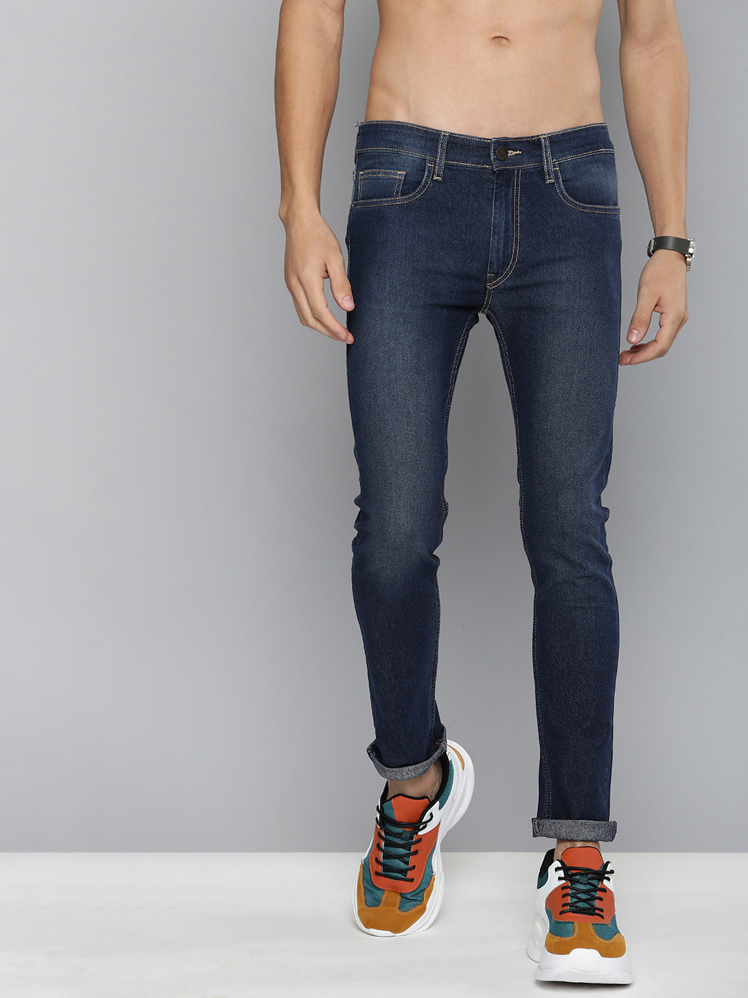 

HERE&NOW Men Blue Skinny Fit Light Fade Stretchable Jeans