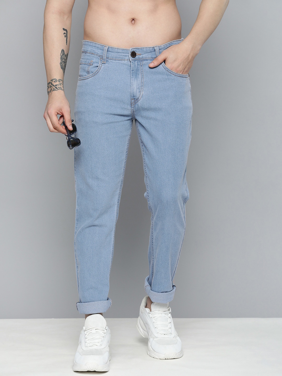 

HERE&NOW Men Low-Rise Regular Fit Jeans, Blue
