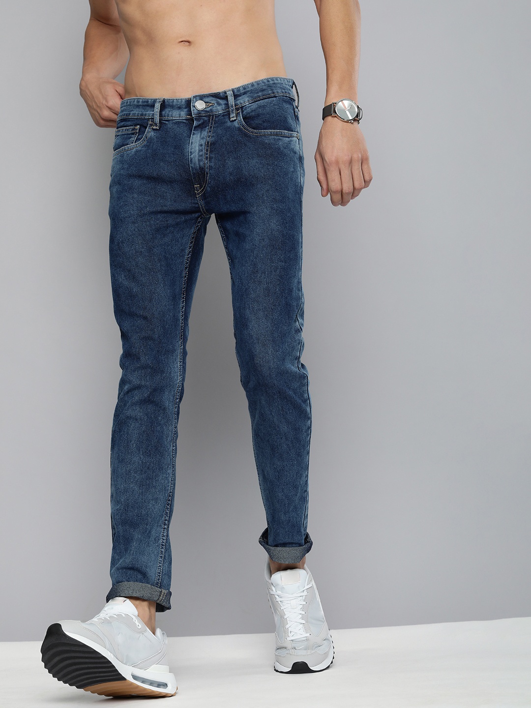 

HERE&NOW Men Blue Skinny Fit Light Fade Stretchable Jeans