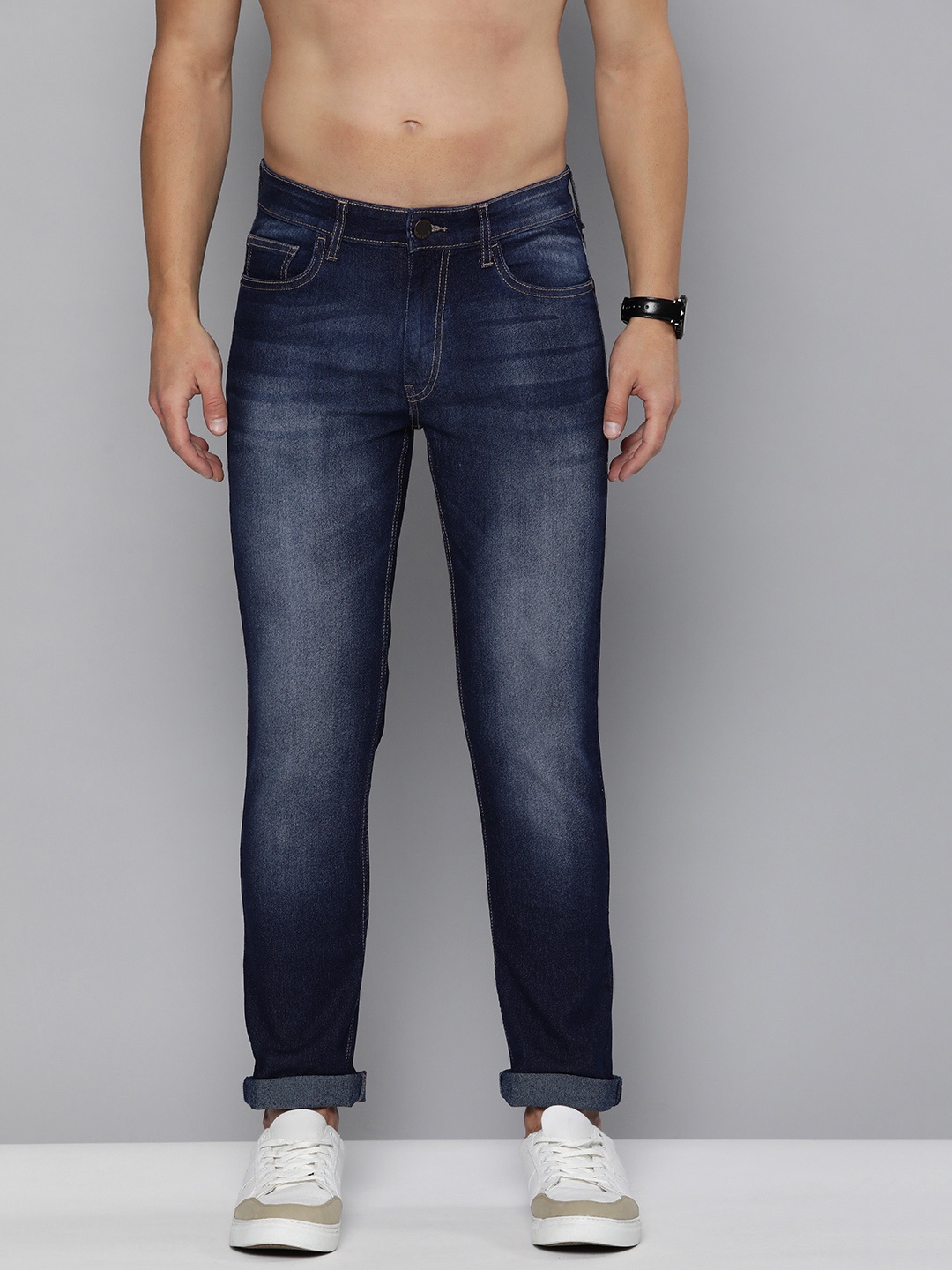 

HERE&NOW Men Blue Slim Fit Heavy Fade Stretchable Jeans