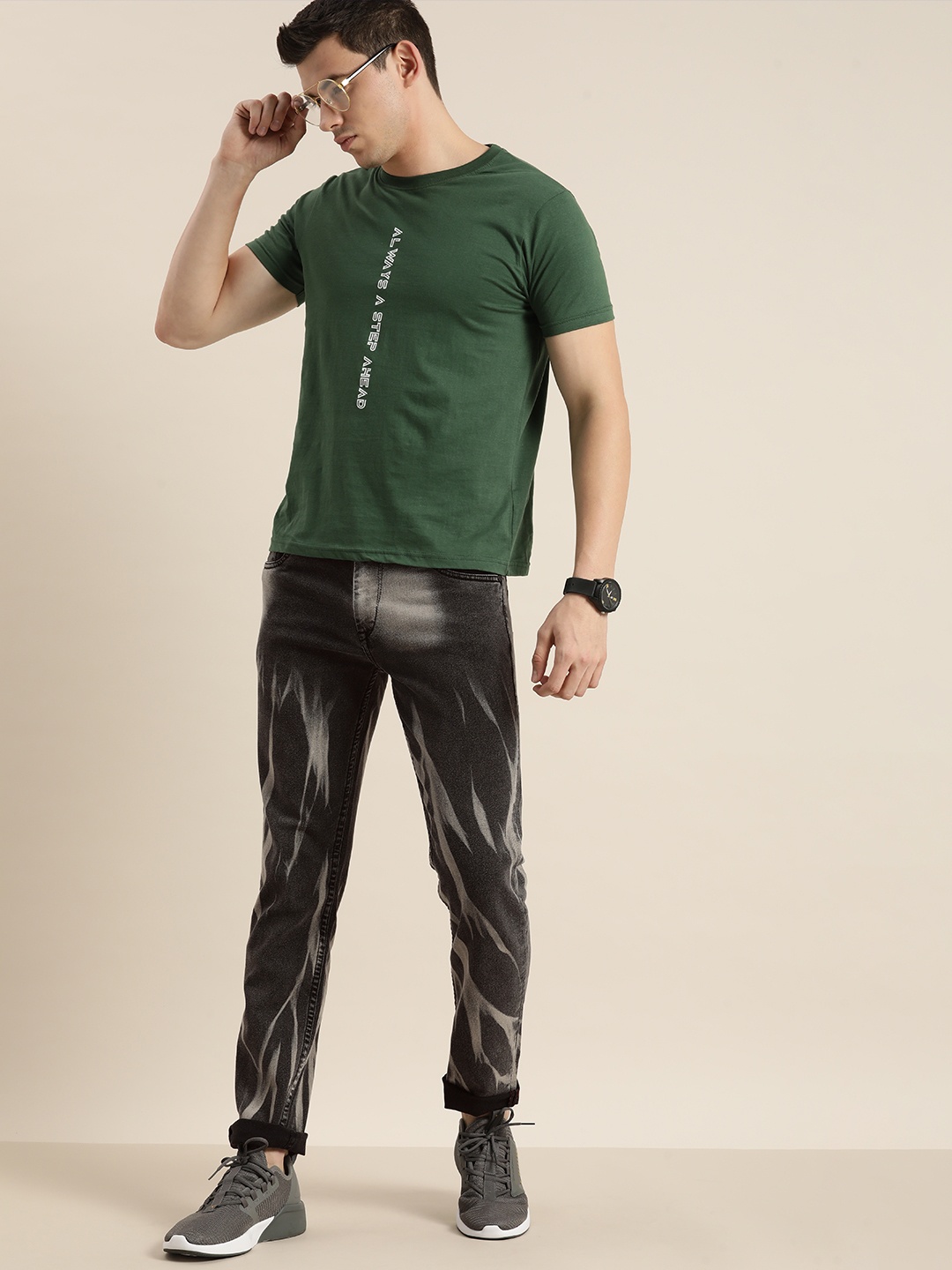 

Moda Rapido Men Grey Slim Fit Printed Stretchable Jeans