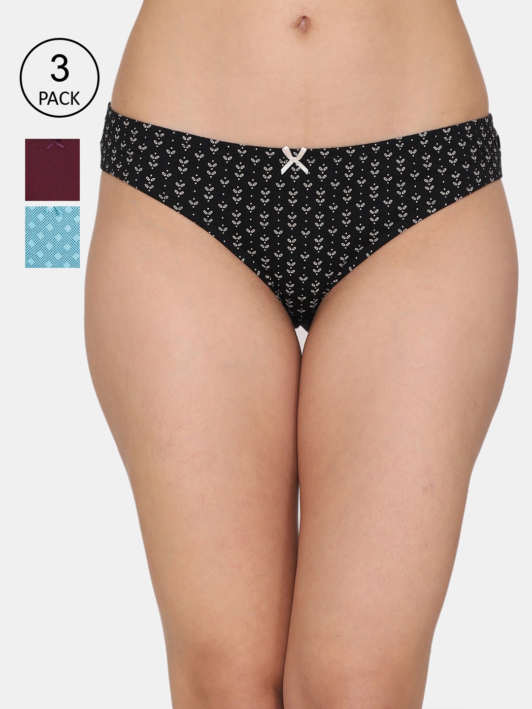 

Rosaline by Zivame Women Pack of 3 Bikini Briefs, Black