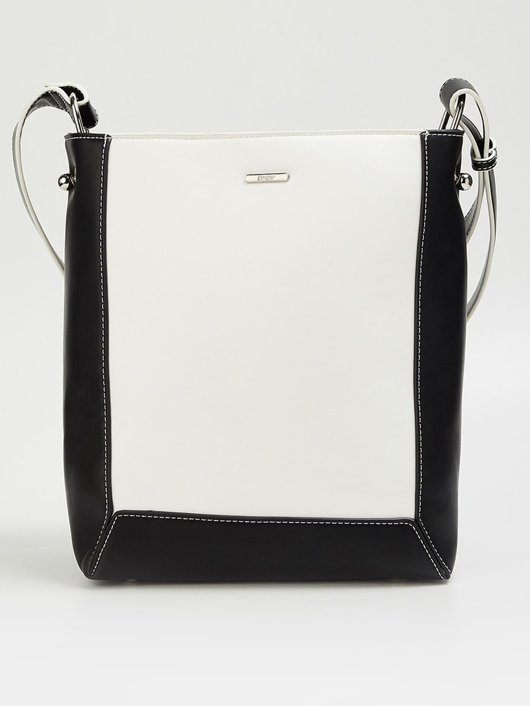 

Ginger by Lifestyle Black Colourblocked Swagger Shoulder Bag