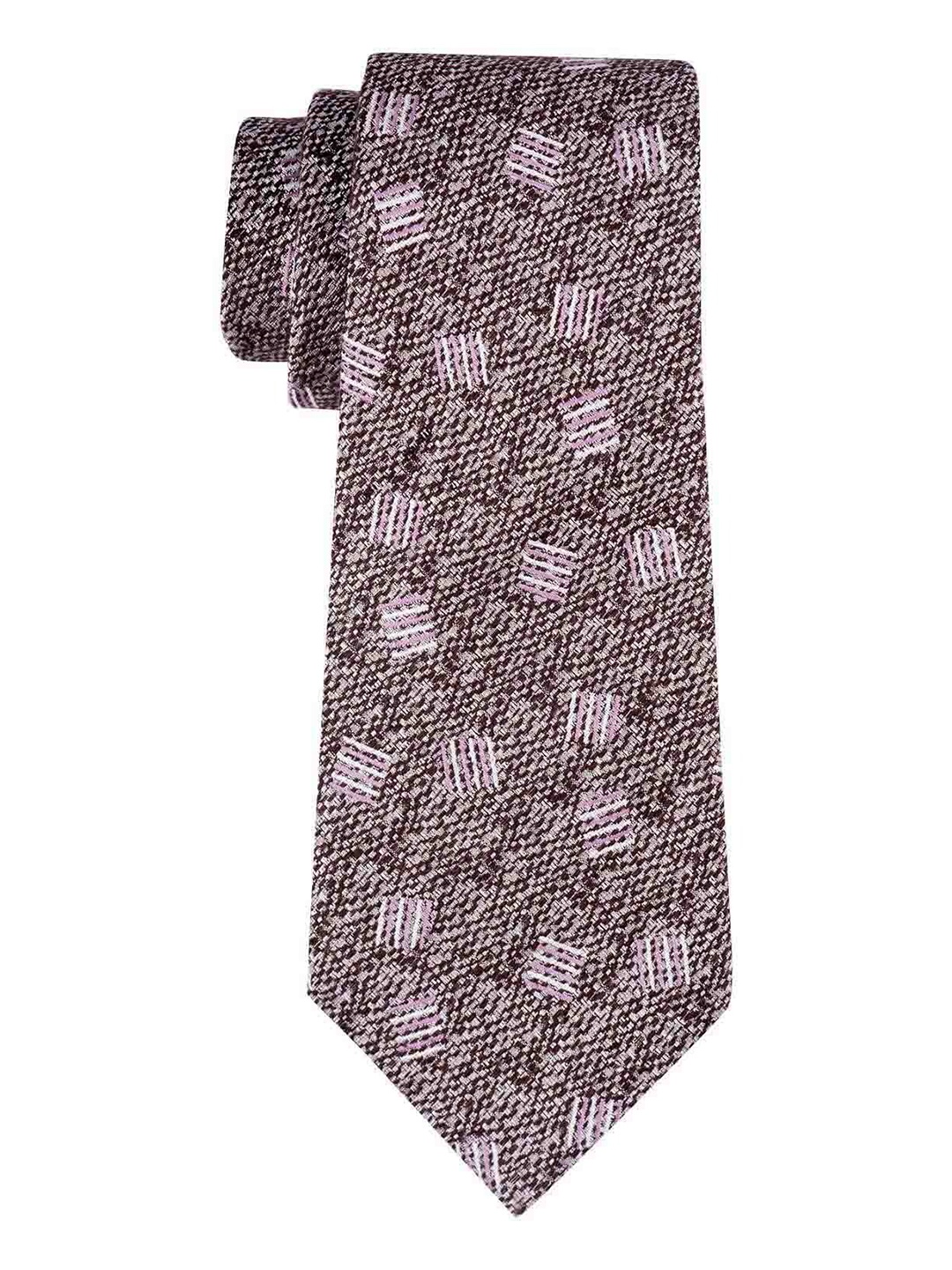 

The Tie Hub Men Woven Design Pure Silk Broad Tie, Off white